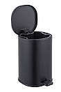 Відро для сміття з плавним закриванням овальне Zerix Prime-TC0105 Black 5 л колір чорний (ZX5902), фото 2