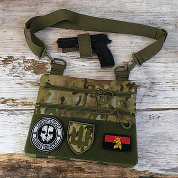 Чоловіча тактична армійська нагрудна сумка, Сумка нагрудна тактична, Нагрудна сумка LA-980 бананка містка
