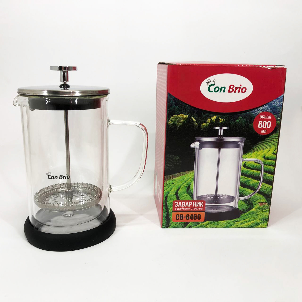 Френч-прес для кави Con Brio CB-6460 600 мл, Стильний чайник для заварки, Незвичайний заварник QU-356 для чаю, фото 1