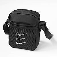 Чоловіча сумка через плече барсетка чорна тканинна Компатканий молодіжний месенджер Найк