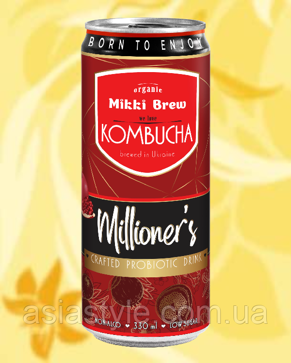 Напій Комбуча гранат, Напиток Комбуча гранат, Kombucha millioners drink, Mikki Brew, 0.33л, ВО, фото 1