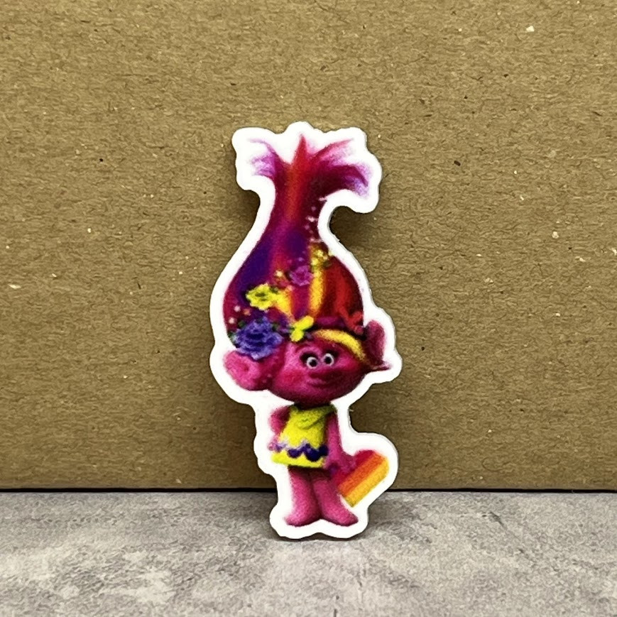 Серединка для бантиків, Трояндочка (Троллі) сердечко, 4 см, арт 010138, 1  шт, Різнокольоровий, фото 1