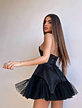 Жіноча неймовірна корсетна міні сукня з атласу та легкої сітки, фото 2
