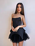 Жіноча неймовірна корсетна міні сукня з атласу та легкої сітки, фото 3