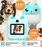 Фотоапарат принтер дитячий миттєвого друку з розширеним набором. Принтер котик, подарунок для дітей., фото 3
