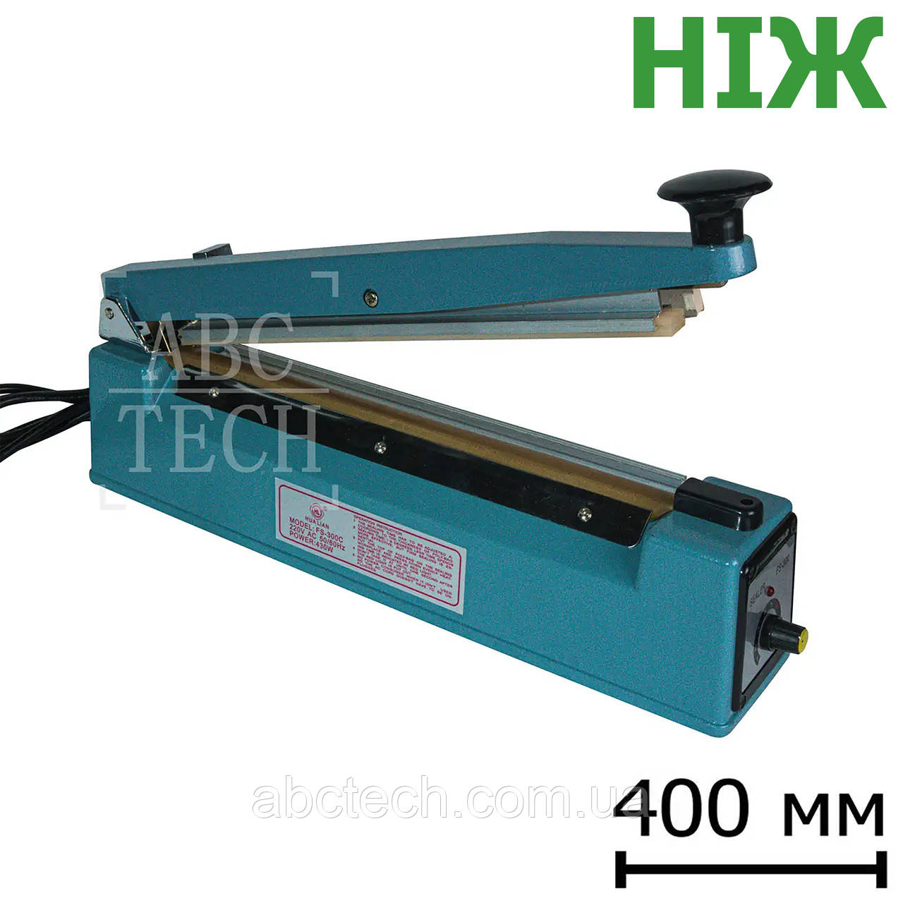 Ручний зварювач пакетів з боковим ножем FS-400C Настільний спайник плівок 400мм Зварювач плівок ніж ABC Tech, фото 1