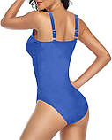 Закритий синій купальник з утяжкою на широких бретелях, фото 3
