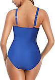 Закритий синій купальник з утяжкою на широких бретелях, фото 5