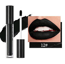 Губна помада QiBEST №12 Ultra Matte чорна водостійка матова, фото 2
