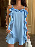 Жіночий легкий сарафан із воланами та рюшами на регульованих бретелях, фото 4