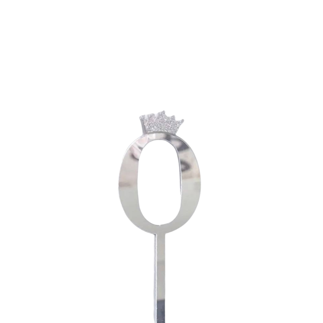 Топер цифра МАЛЕНЬКА срібло 0 з короною