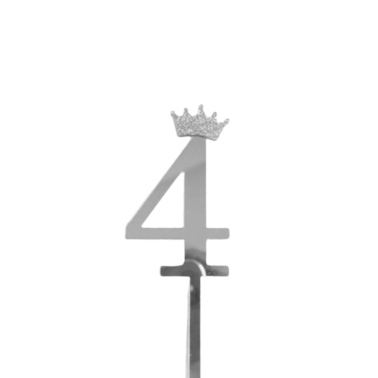 Топер цифра ВЕЛИКА срібло 4 з короною