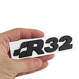 Емблема напис R32 для Volkswagen чорна 100х23мм метал (на скотчі), фото 3