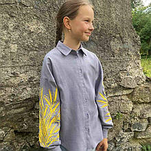 Вишита блуза "Єва" сірий льон