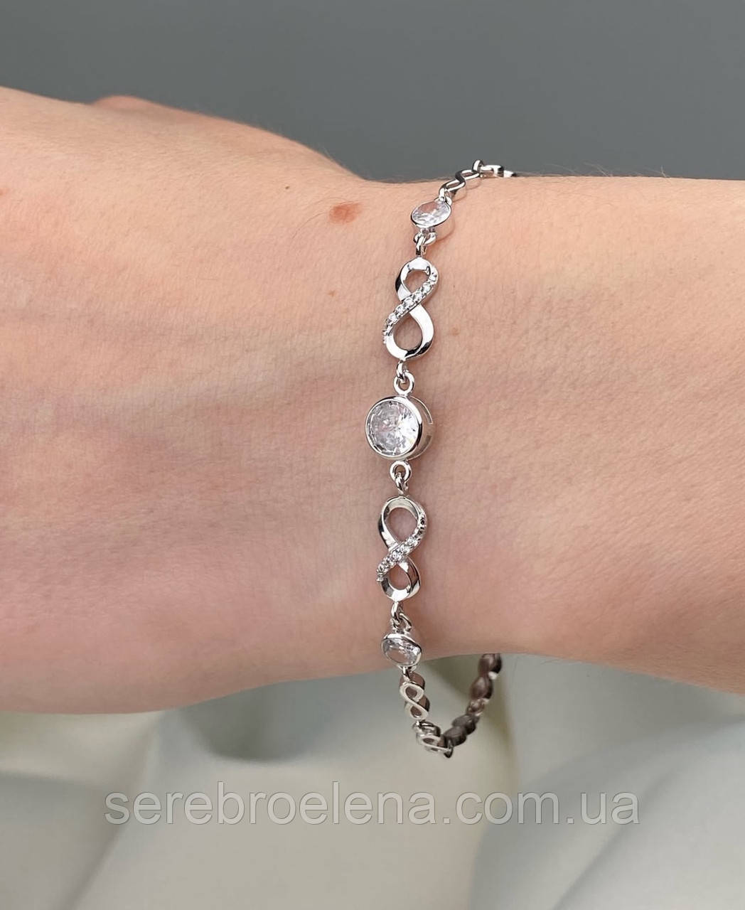 Срібний жіночій браслет з покриттям родій 1620, фото 1