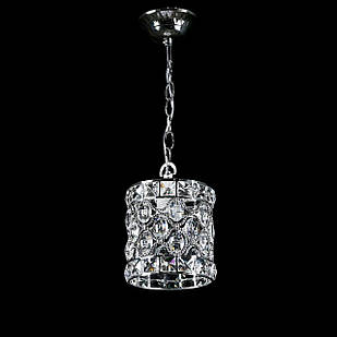 Люстра сучасна підвісна кришталева на 1 лампу E27 колір каркаса хром VL-L408/1S 12 CR