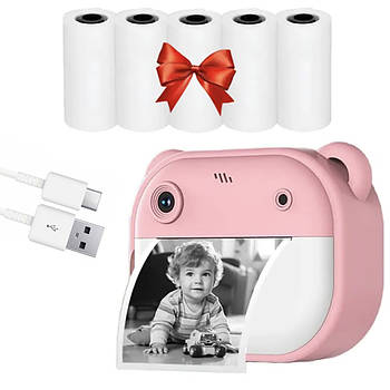 Фотоапарат моментального друку + Подарунок 5шт Набір термопаперу / Дитячий фотоапарат цифровий