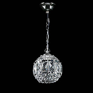 Люстра сучасна підвісна кришталева на 1 лампу E27 колір каркаса хром VL-L422/1S 15 CR