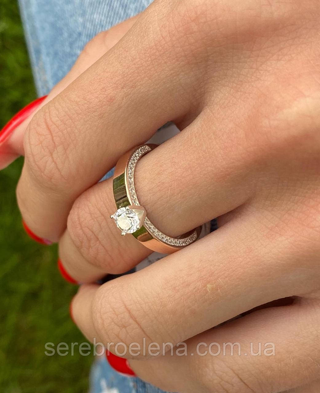 Срібна жіноча каблучка кільце з камнем 1086.10, фото 1