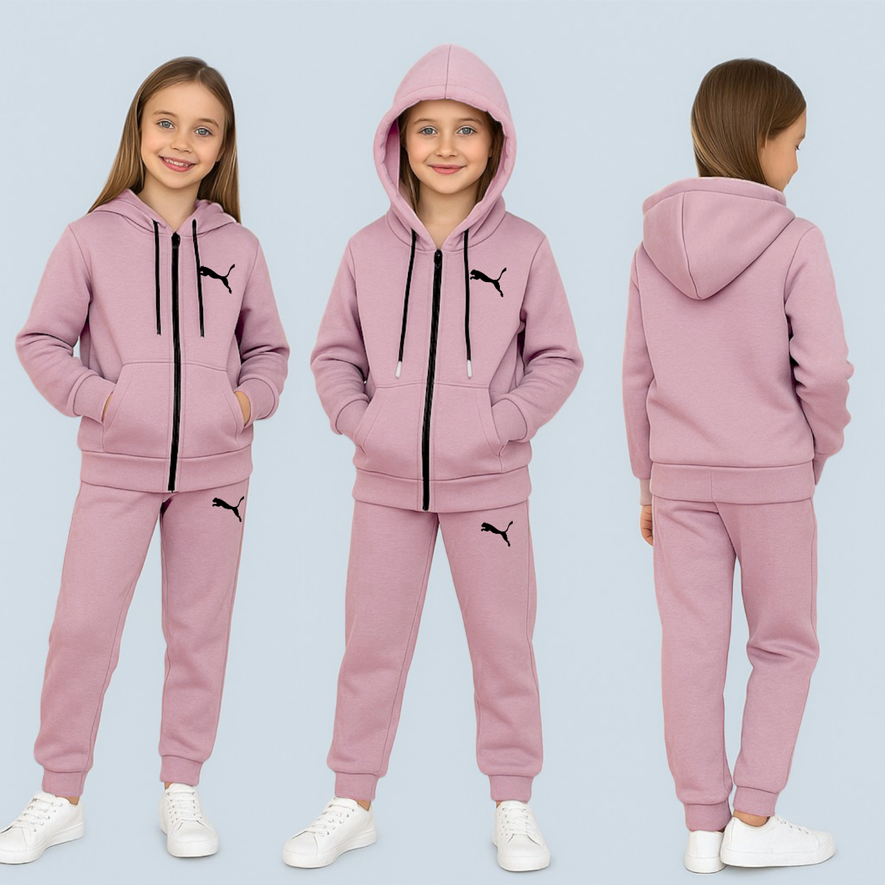 Теплий Костюм на флісі для дівчинки 98-122 см 003344 Туреччина Пудра