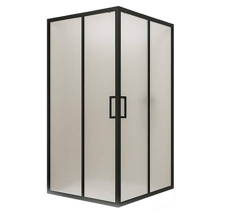 Душова кабіна SUNWAYS SB-1 90x90х180 см квадратна без піддону чорний профіль матове скло, фото 1