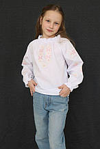 Дитяча вишита блуза "Аріна" (з рожево-молочною вишивкою)