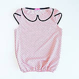 Блузка з коротким рукавом, для дівчинки, рожева в горошок, Julia, SmileTime, фото 3
