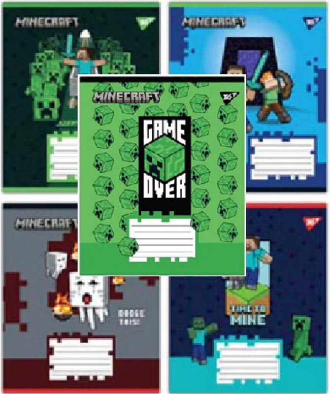 Зошит 18 аркушів, лінія, YES "Minecraft Walls" 767567, фото 1