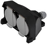 Розетка подвійна кабельна каучук ERS-2CM 2P+PE 16A 250V IP44 ETI 4481014 з кришками (із заземленням Schuko), фото 2