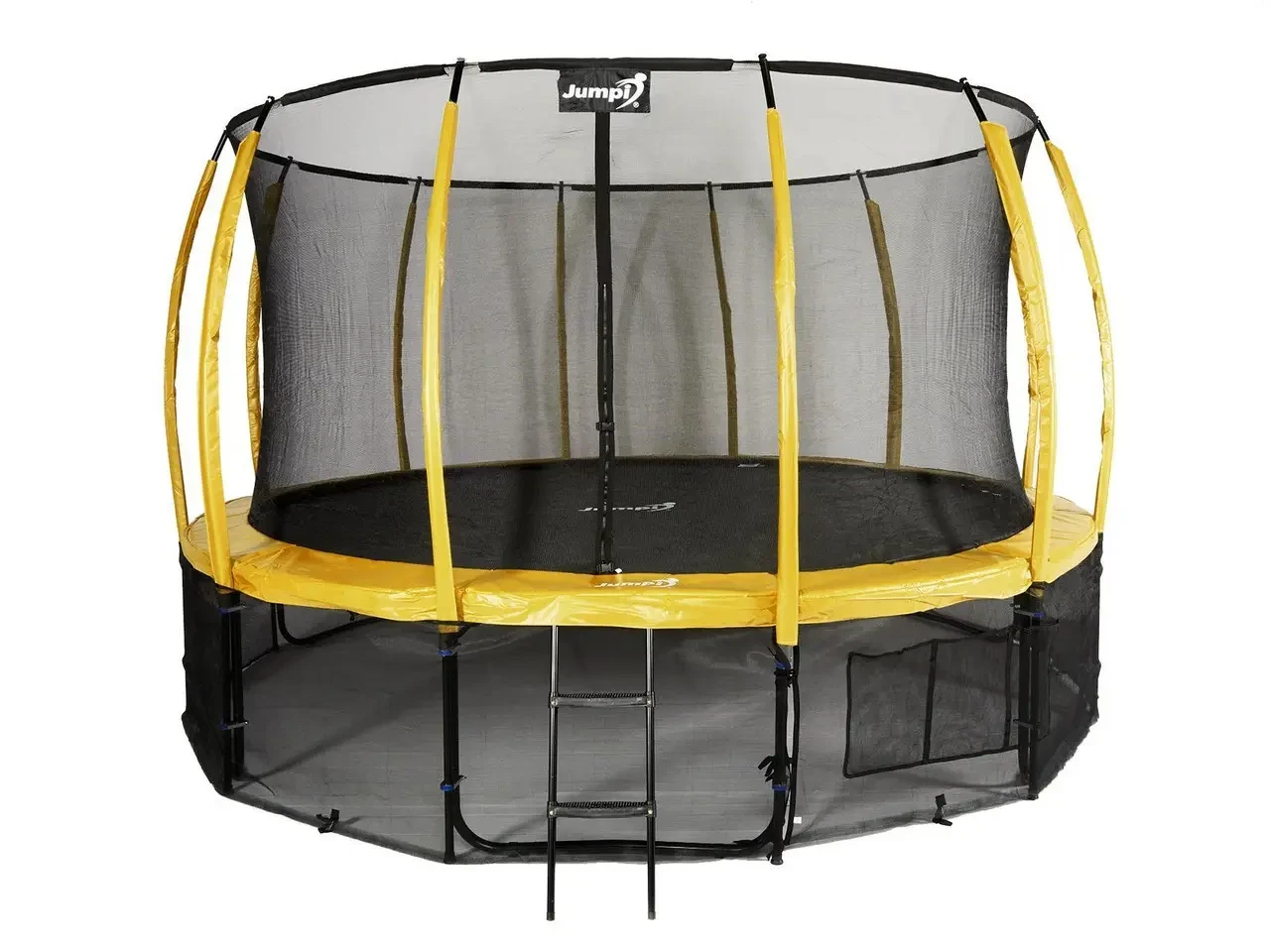 Батут Jumpi Garden 435 см 14 ft Maxy Comfort Plus жовтий із внутрішньою сіткою