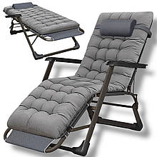 Розкладне крісло ліжко 3в1 з матрацом Leobro сірий до 150 кг шезлонг переносний для відпочинку