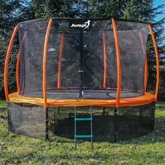 Батут Jumpi 435 см 14 FT Maxy Comfort Plus помаранчевий із внутрішньою сіткою