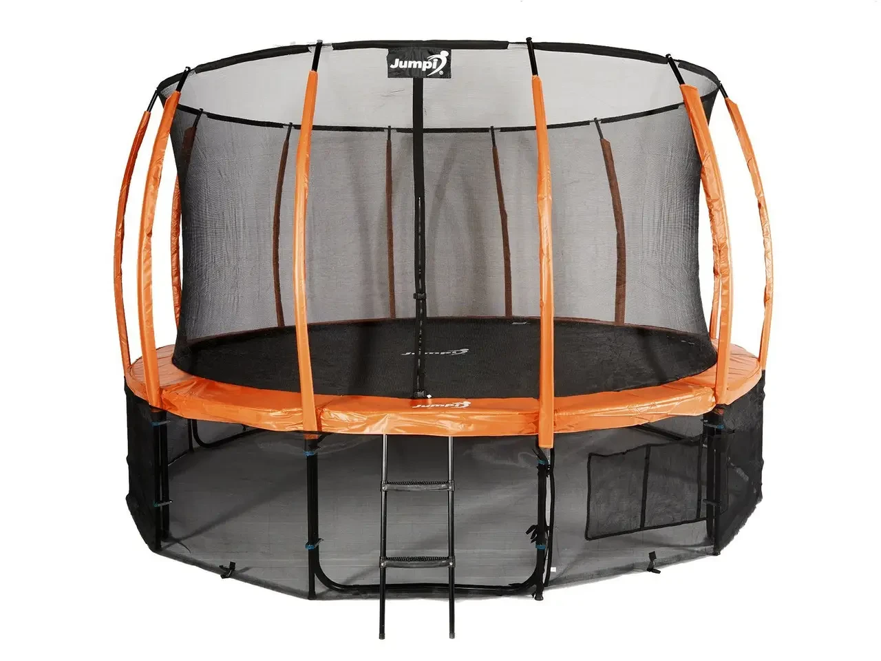 Дорослий батут Jumpi 487 см 16 ft Maxy Comfort Plus жовтогарячий із внутрішньою сіткою