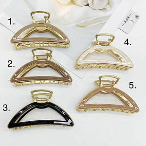 Краб для волосся елегантний міцний французький пластик пастельні різні кольори розмір 9.5 см висота 5.5 см 1 шт.