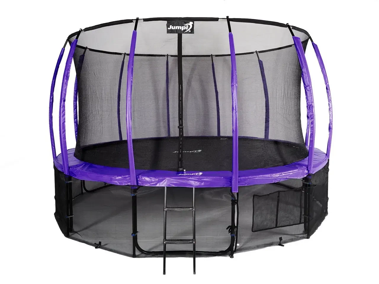 Універсальний батут Jumpi 435 см 14 ft Maxy Comfort Plus фіолетовий із внутрішньою сіткою