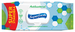 Серветки вологі "Superfresh" Антибактеріальні з клапаном, 120 шт