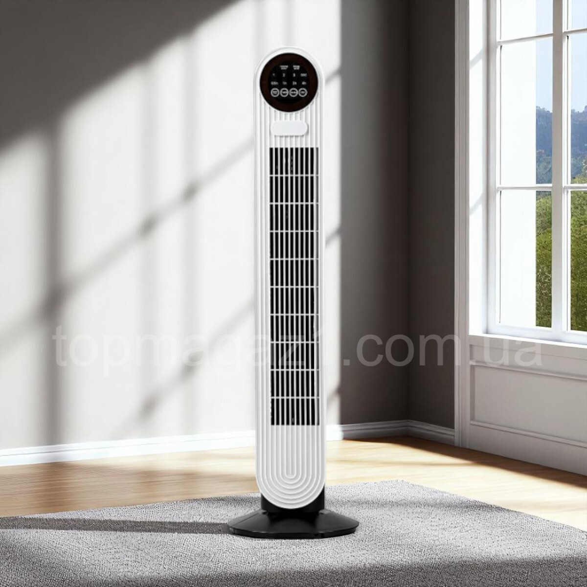 Вентилятор підлоговий Zepline 500 Вт колонного типу для приміщень 20 кв.м з функцією обертання 70° і дисплеєм, фото 1