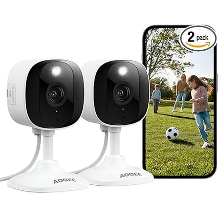 2 шт Бездротова IP-камера відеоспостереження AOQEE C1 2K 2 White, Amazon, Німеччина, фото 1