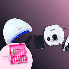 Набір для манікюру лампа SUN ONE 48W + фрезер ZS-601 35 тис. об/хв + набір з 6 професійних фрез