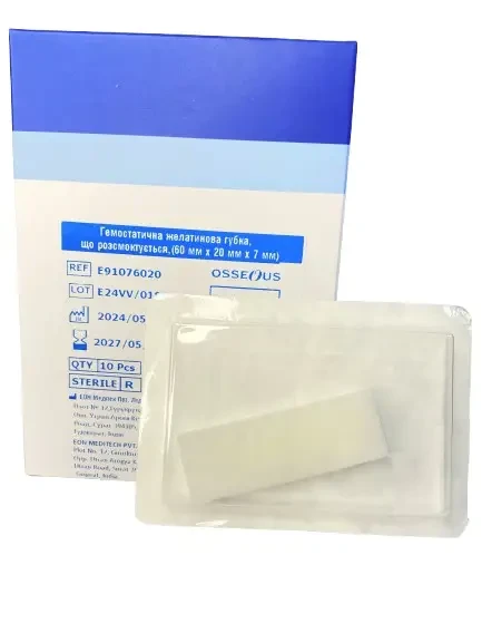 Губка гемостатична Osseous желатинова 60 x 20 x 7 мм, фото 1