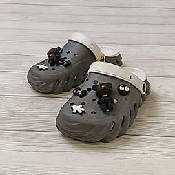 Крокси пінка для хлопчика дівчинки з ведмедиком у сірому кольорі 38-го розміру