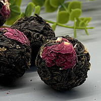 Пов'язаний Чай «Шар Дракона» Джин Джун Мей з чайною трояндою (1шт, 8гр)