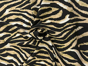 Штапель принт Зебра беж із жовтизною