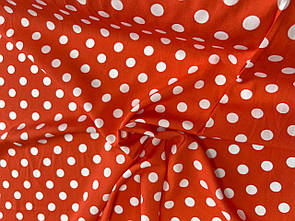 Штапель принт Білий горох на жовтогарячому