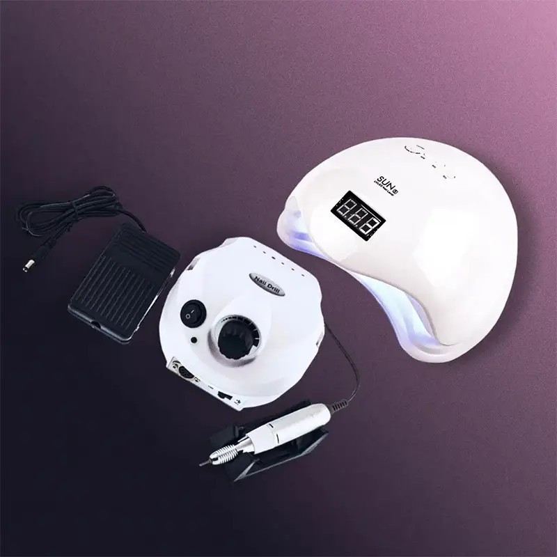 Набір UV/LED-лампа SUN 5 48W + фрезер для манікюру DM-202, 65 Вт, 45 000 об/хв, фото 1