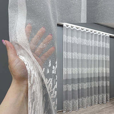 Тюль жакард. Колір білий з сірим. Код 1675т