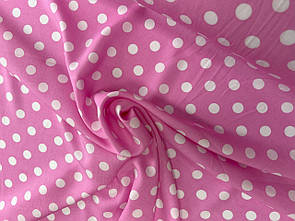 Штапель принт Білий горох на рожевому