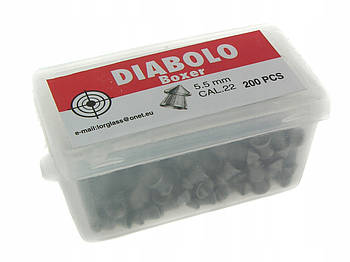 Пульки, кулі для пневматичної гвинтівки Diabolo Boxer калібр 5.5 мм 22. (200 шт)