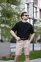 Футболки літні чоловічі бавовна оверсайз довга, Зручна однотонна класична модний крій чорна