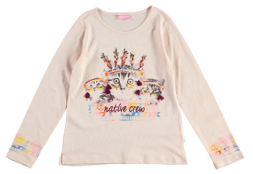 Реглан для дівчинки LC Waikiki світло-рожевого кольору з котиками на грудях